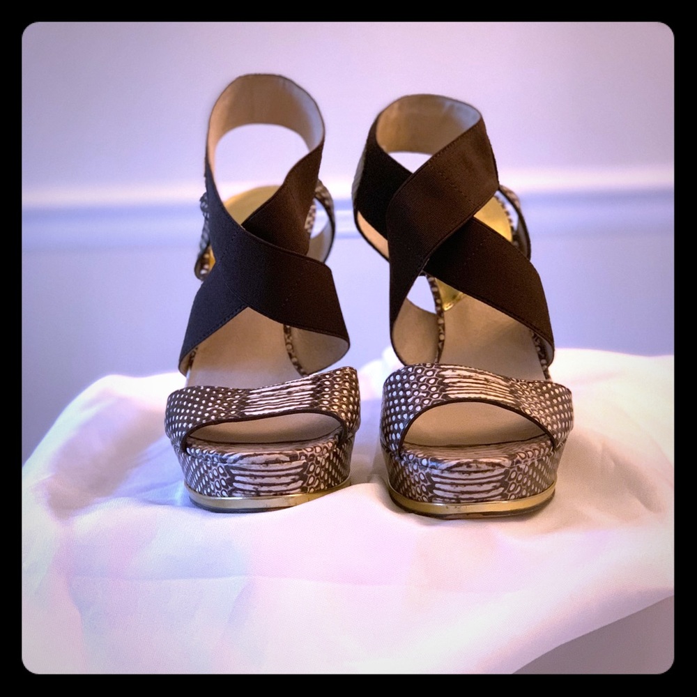 EUC- MK Snake Skin Stiletto Platform Sandal